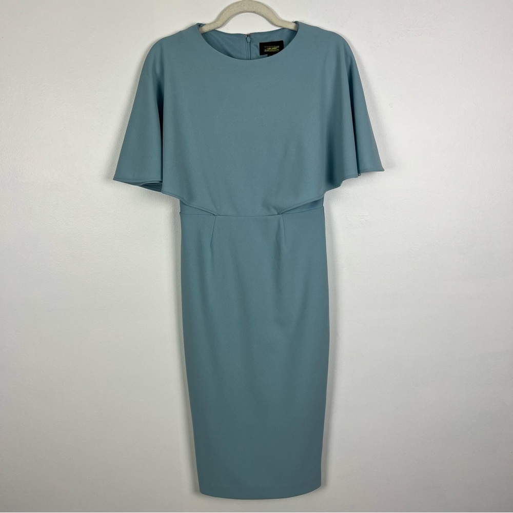 Alexia Admor Dusty Blue Sheath Dress Cape Sleeve Size XS